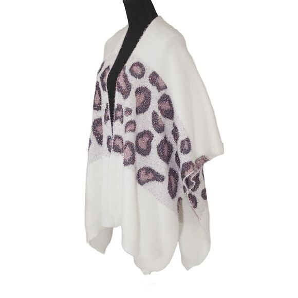 White Birch Off-White Glitter Thread Open-Front Poncho Jacket Size L/XL - Picture 6 of 7